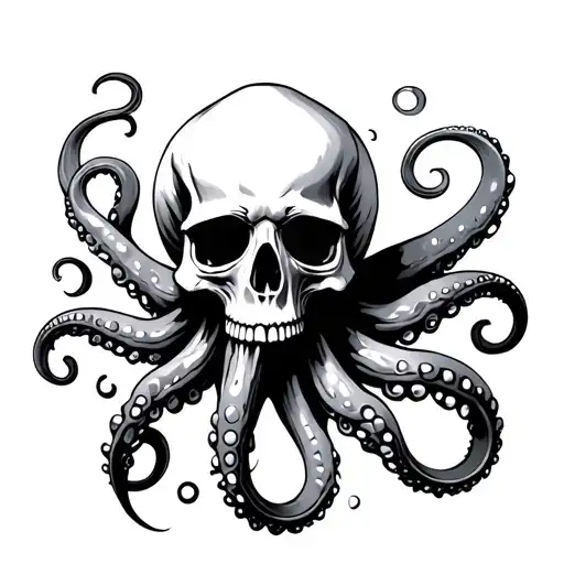 Skull Octopus Wrapping Its Tentacles