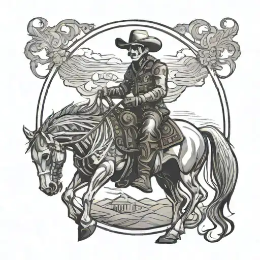Skeleton Cowboy Sitting On A Horse