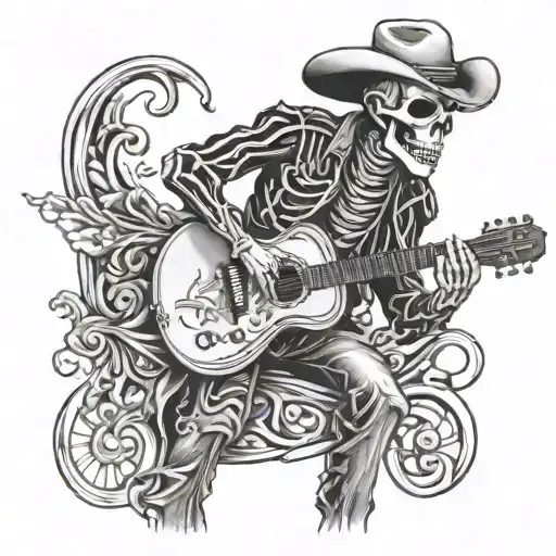 Skeleton Cowboy Playing Guitar