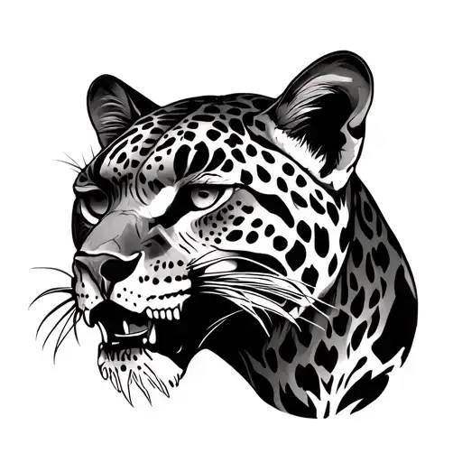 Jap Traditional Leopard With Skull