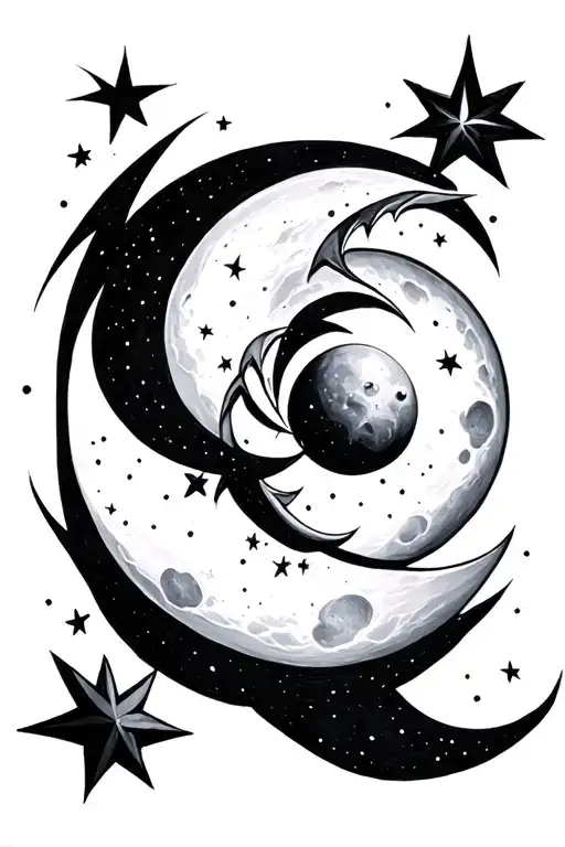 Stars Moon Merging Together