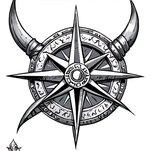 Viking Hand Tattoo Design Featuring Norse Compass