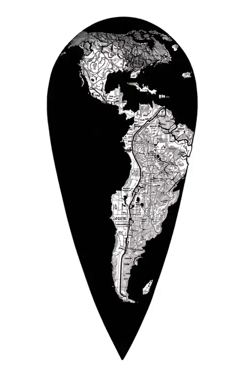 Topo Map Made Entirely Of Intricate Blackwork