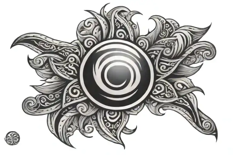 Polynesian Sun Surrounded By Waves