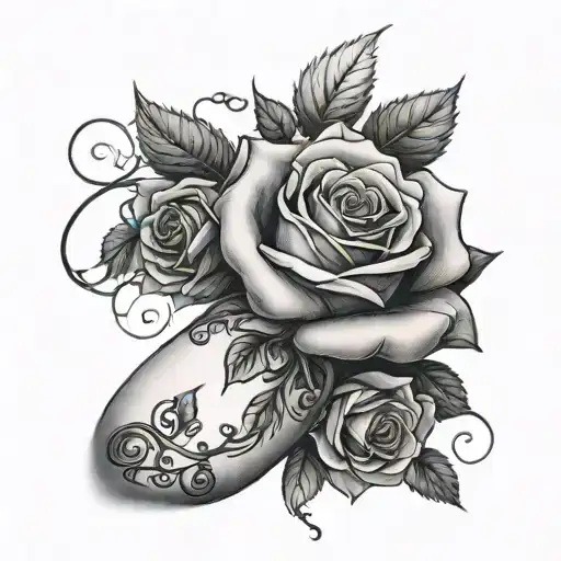 Rose On Hand With Vines Going Down The Arm