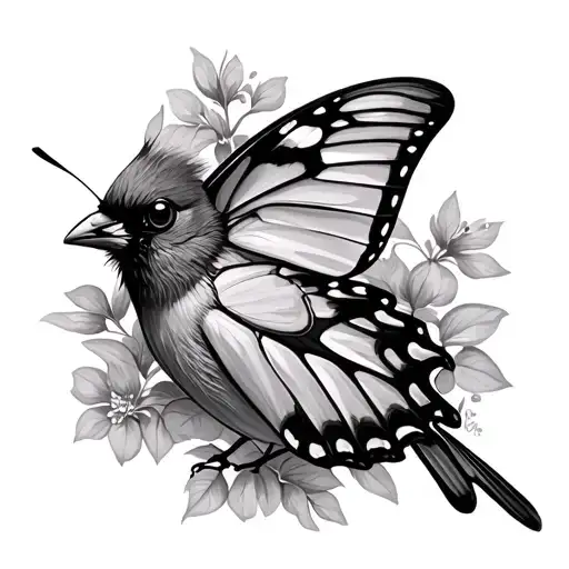 Butterfly And Cardinal