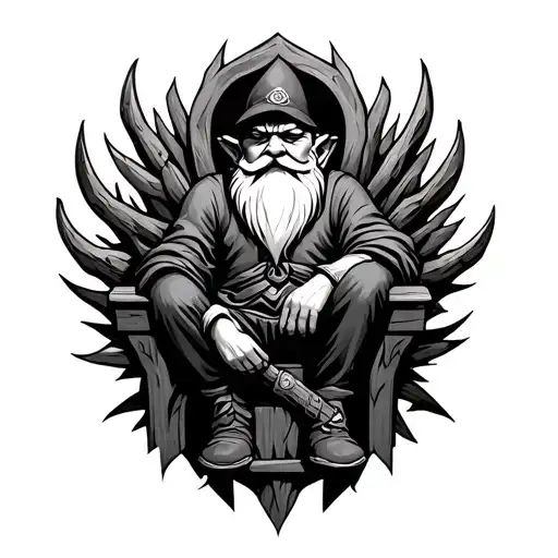 Redcap Gnome Sitting In Thorne Throne