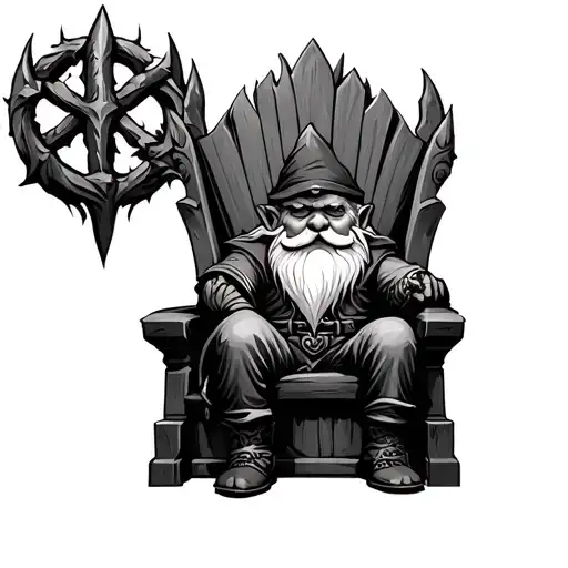 Redcap Gnome Sitting In Thorne Throne