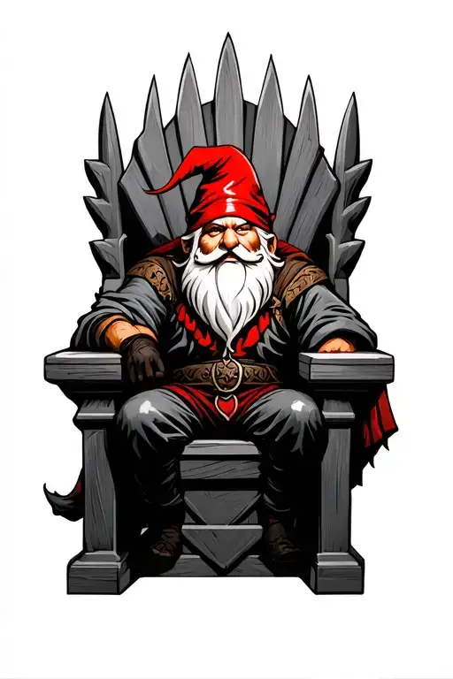 Redcap Gnome Sitting In Thorne Throne