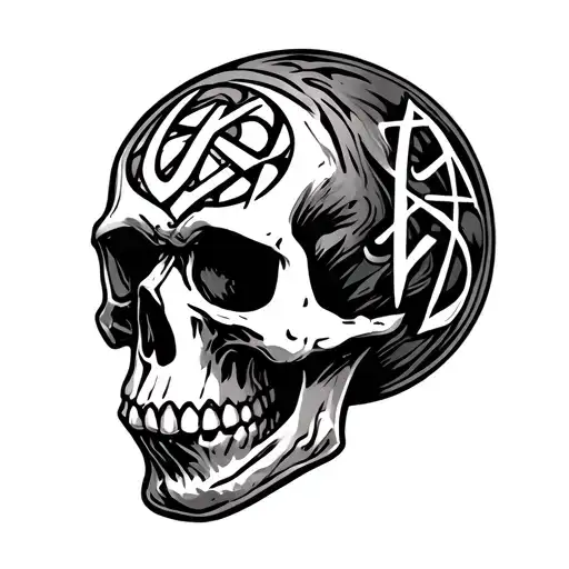 Skull With Letters In Crimminal Lattaring