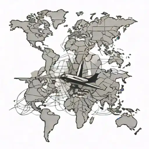 Airplane Flying Over A World Map