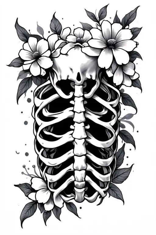 Floral Ribcage Skin Tear