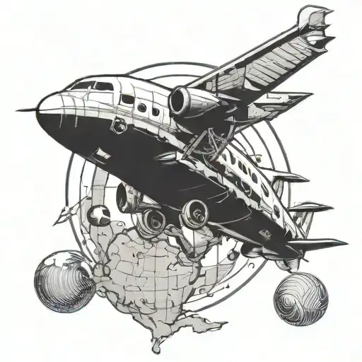 Airplane Flying Over Planet Earth