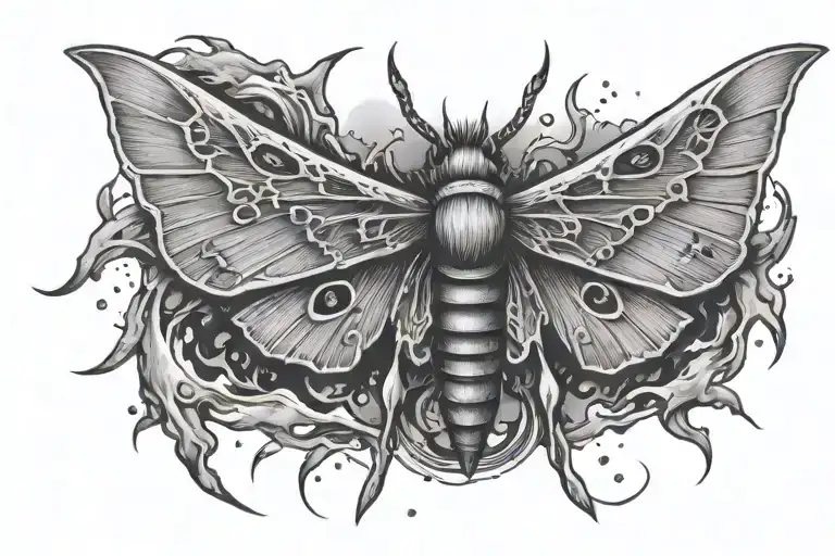 Moth Surrounded By Lightning Bolts