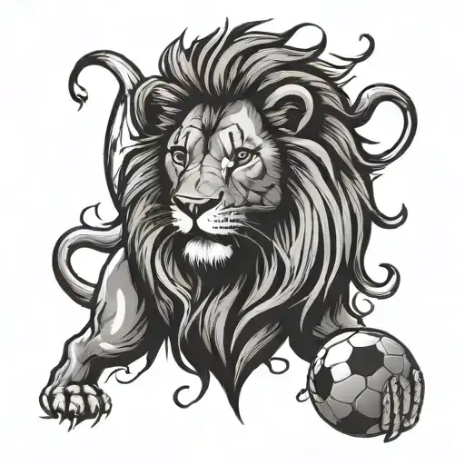 Lion And A Football Club On The Back