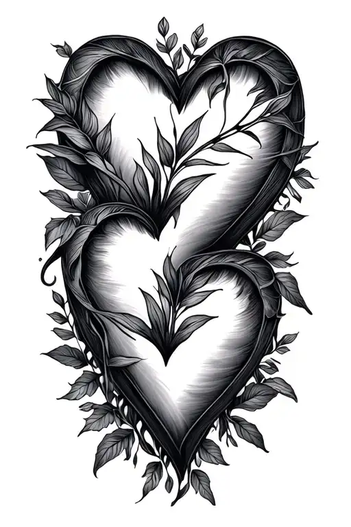 Two Hearts And Trailing Plant Intertwined