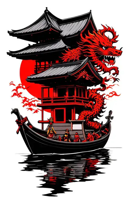 Japanese Temple With Wind Waker King Of Red Lions Boat