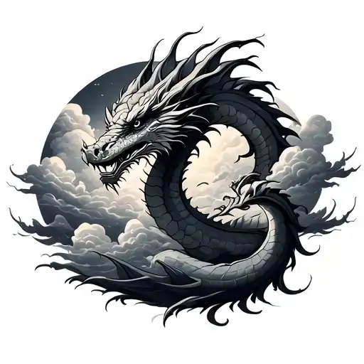 Dragon And Clouds Surrounding