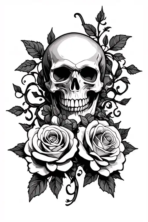 Skull And Roses And Vines Mixed Martial Arts