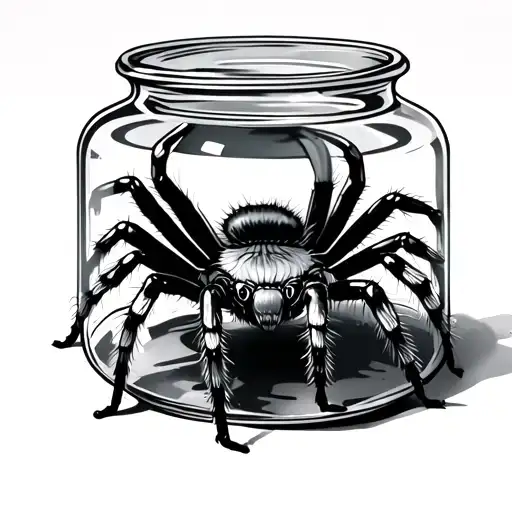 Cute Spider Under A Glass Jar