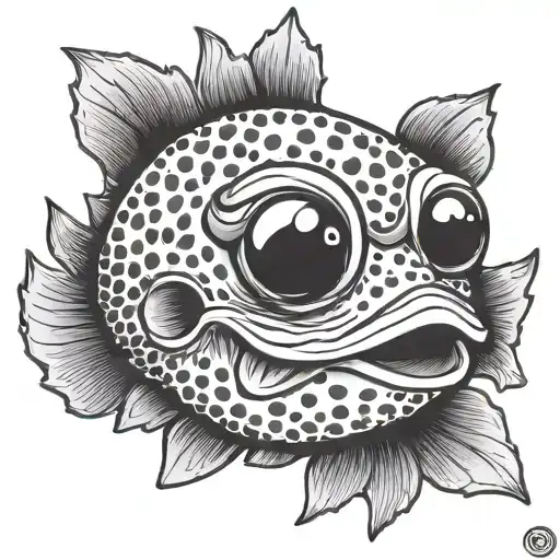 Cup Head Face On Puffer Fish