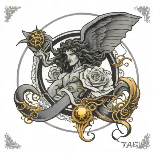 Medusa Tarot Card With A Golden Snitch Framing The Bottom