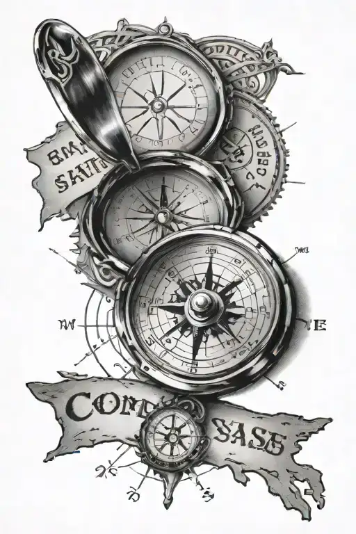 Compass With Coordinates Surrounded By State License Plates
