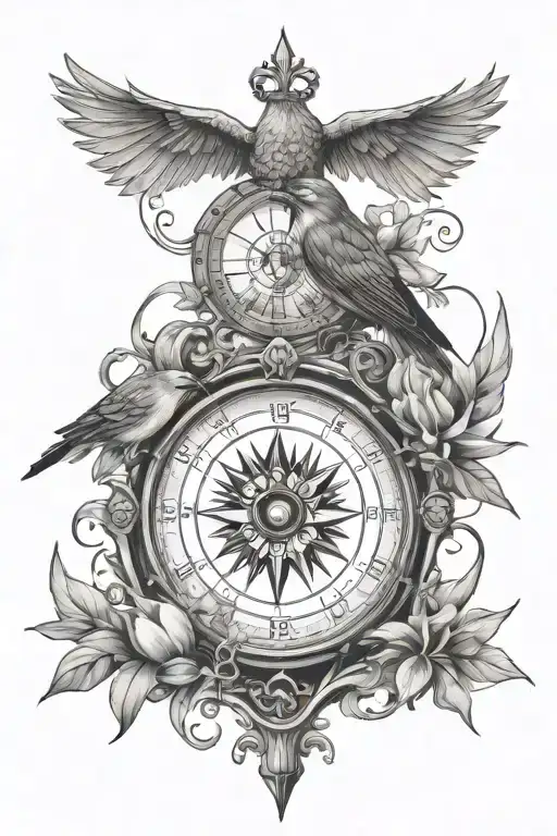 Compass Clock Bird