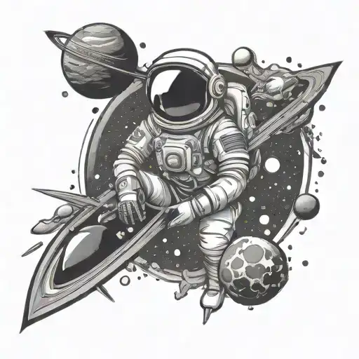 Planets Stars Galaxy Alien Ufo Astronaut