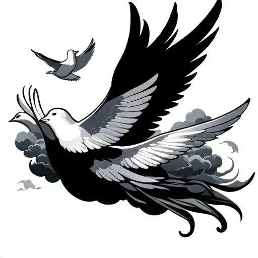 Thte Number 777 With Wings And Clouds And A Dove