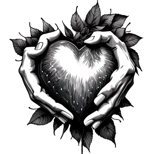 One Female Hand Holding Heart