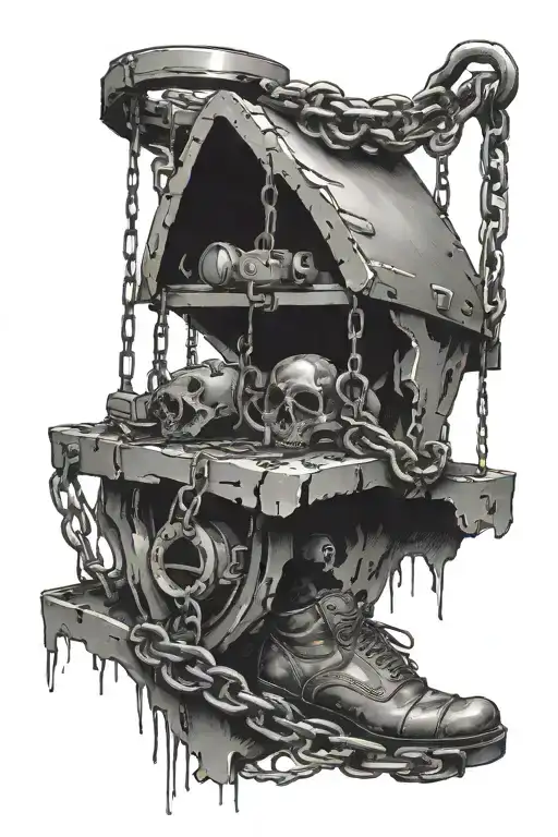 A Hunting Trap Hangs On A Short Broken Chain