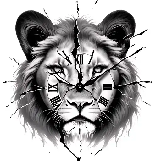 Lions Eyes With Broken Clock