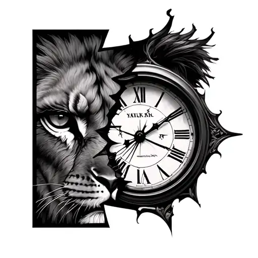 Lions Eyes With Broken Clock Face