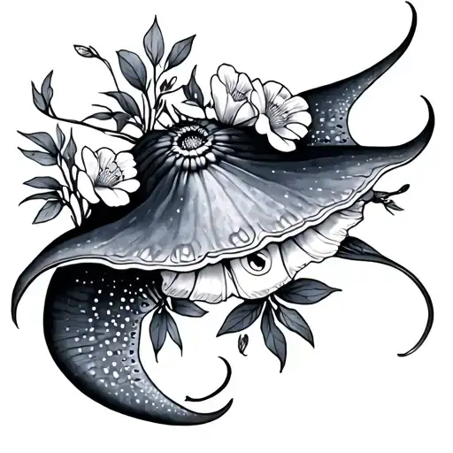 Stingray With Flowers Inside Body Girly