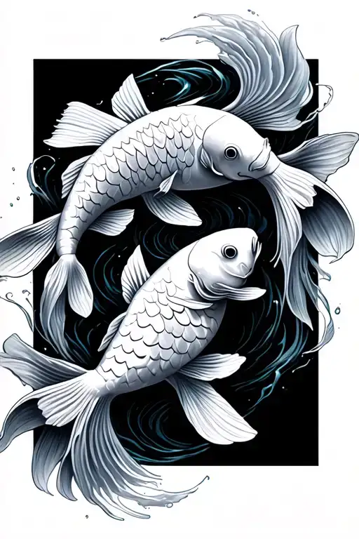 2 Koi Fish Swimming