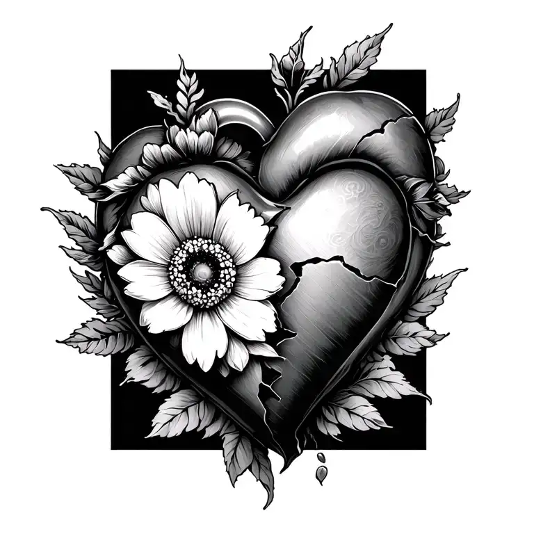 Broken Heart Symbolizing Love & Grief Flower Overcome