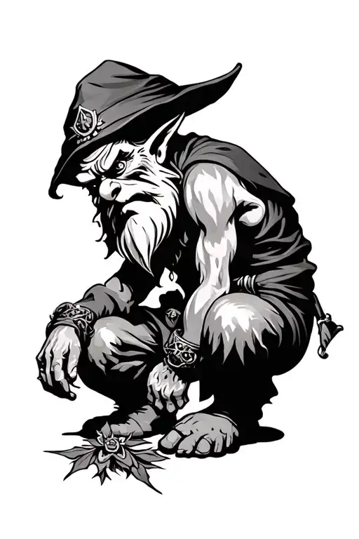 Evil Redcap Gnome Kneeling Over