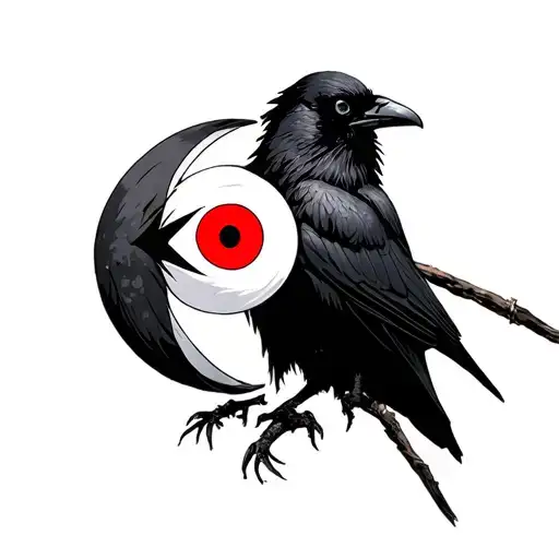 Manga Inspired Itachi With A Crow And A Sharingan In The Pair Of The Crow
