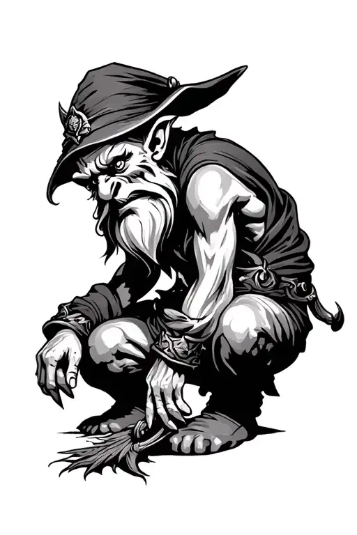 Evil Redcap Gnome Kneeling Over