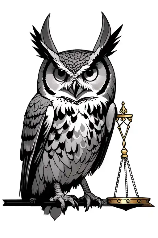 Owl With The Libra Of Anubis