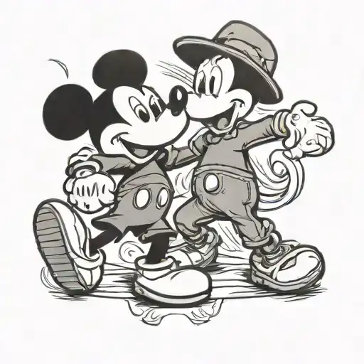 Mickey Mouse And Snoopy Fighting