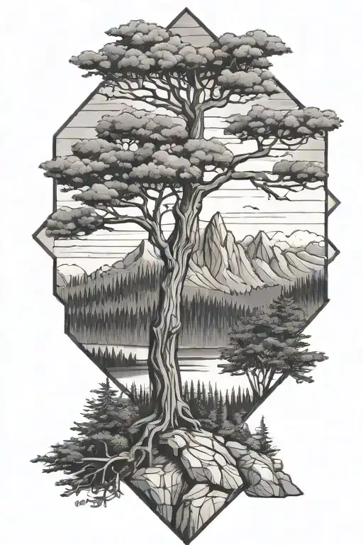 Hexagon Maine Mountian Tree