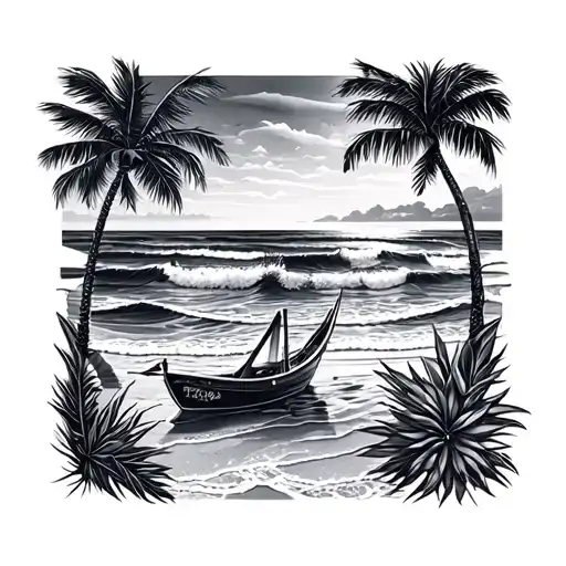 Four Beach Themed Items With Opening And Closing Designs With Design Pieces In Between