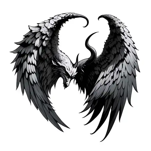 Devil And Angel Wings Of Brust Tatoo