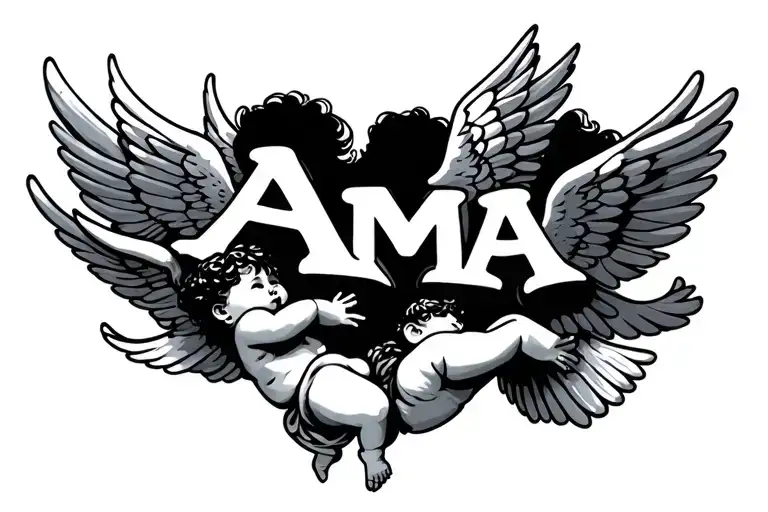 The Name Ama With Baby Angels Flying