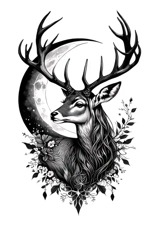 Ametrius Goddess Deer Antlers Moon