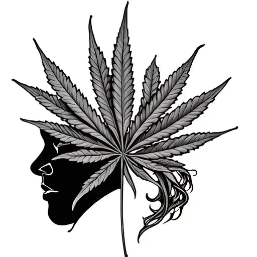 A Design Of A Cannabis Leaf And A Face Mixed Together