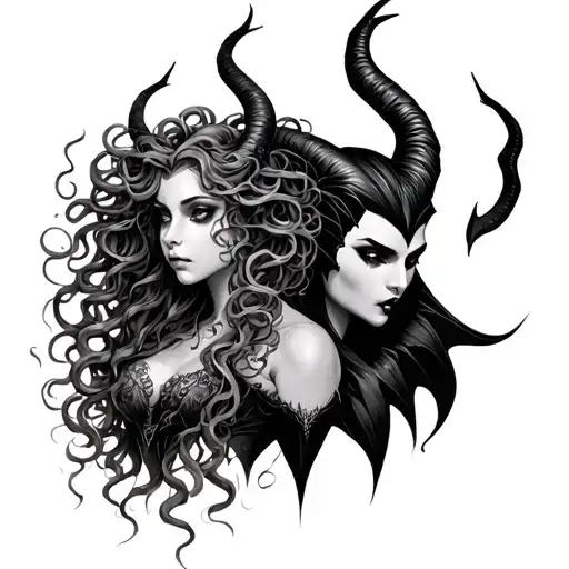 Medusa And Maleficent Protecting