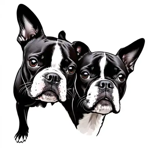 Swallow Bird And Boston Terrier Dog